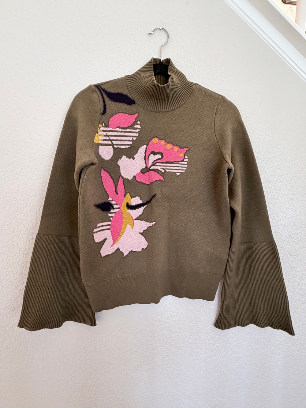 Anthropologie Knitted & Knotted Lileas Intarsia Turtleneck Sweater | Size S